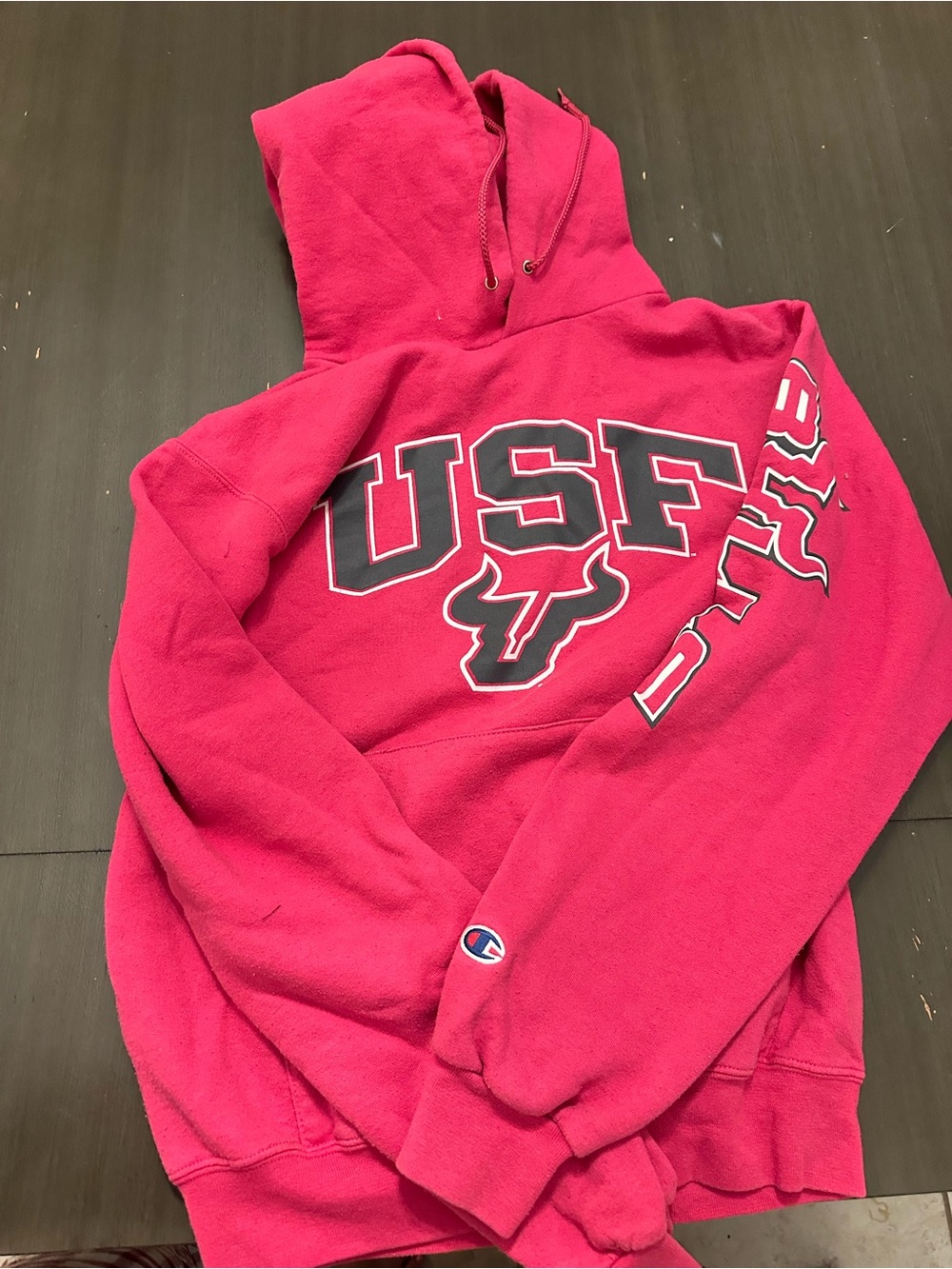Champion USF Pink Pullover Hoodie with Graphic Logo